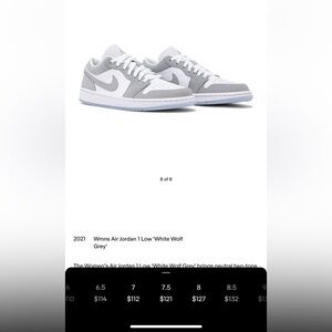 Womens Nike Jordan 1 low “white wolf grey”